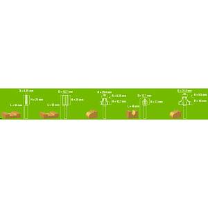 GREENWORKS Набор фрез Greenworks с хвостовиком (1/4") 6,35 мм (5 шт.) для кромочных фрезеров по дереву (2953207)
