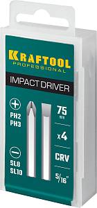 KRAFTOOL 75 мм, 4 шт, набор бит для ударной отвертки (25552)