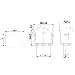 Переключатель клавишный 250В 3А (3с) ON-ON черный Micro REXANT