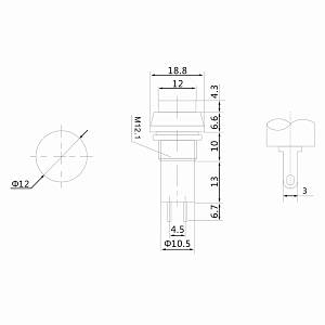 Выключатель-кнопка 250V 1А (2с) ON-OFF красная (PBS-11А)REXANT