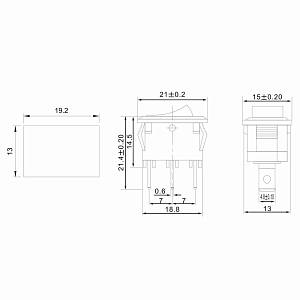 Переключатель клавишный 250В 6А (3с) ON-ON красный Mini REXANT