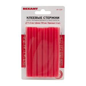 Стержни клеевые &Oslash;11мм, 100мм, красные (6 шт/уп), блистер REXANT