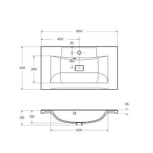 Раковина из искусственного камня BelBagno BB800/450-LV-MR-PR